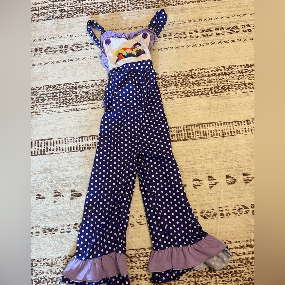 Girls Hocus Pocus smocked embroidered applique boutique jumpsuit 4T halloween